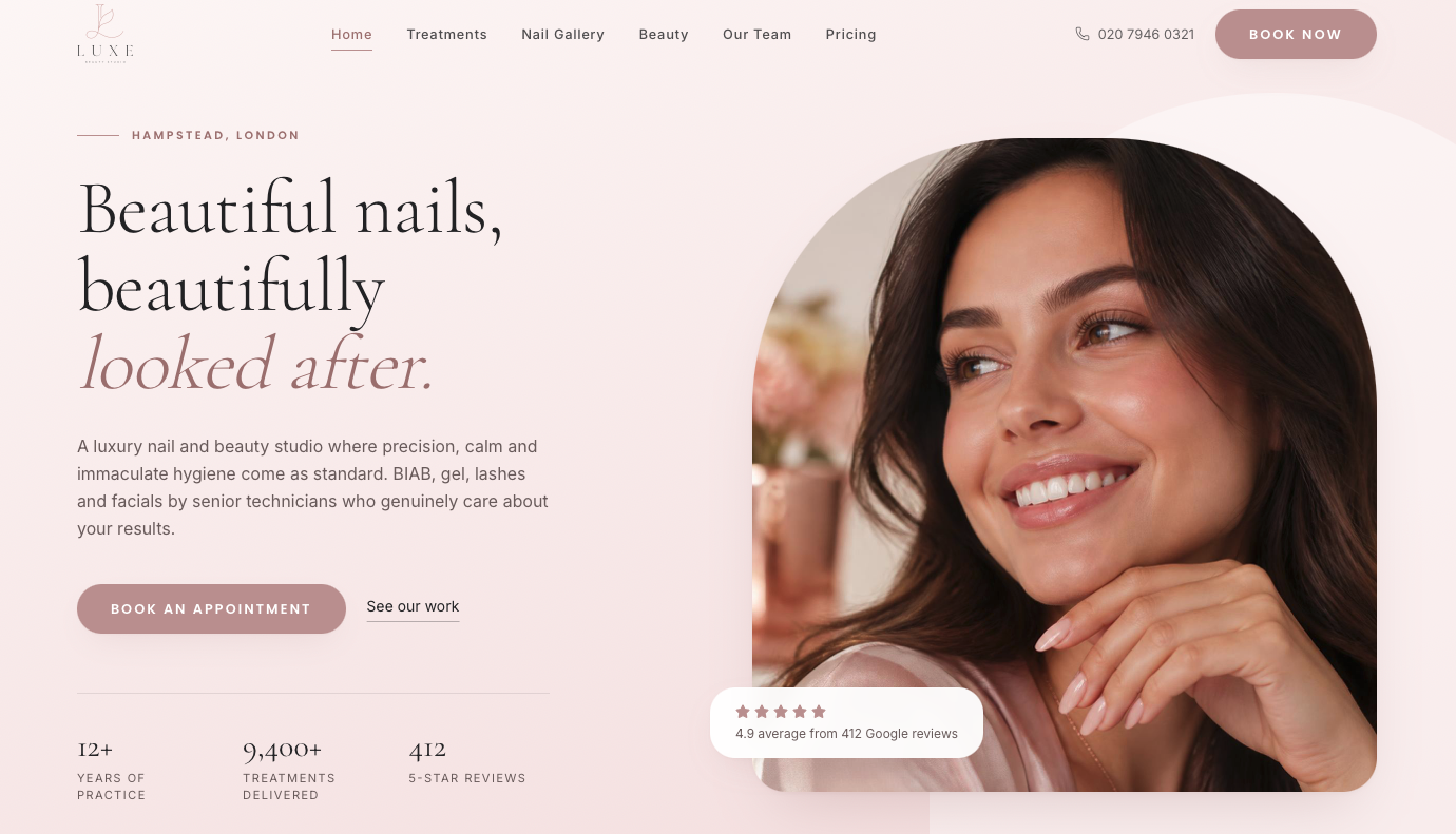 Beauty & Nail Salon concept website design