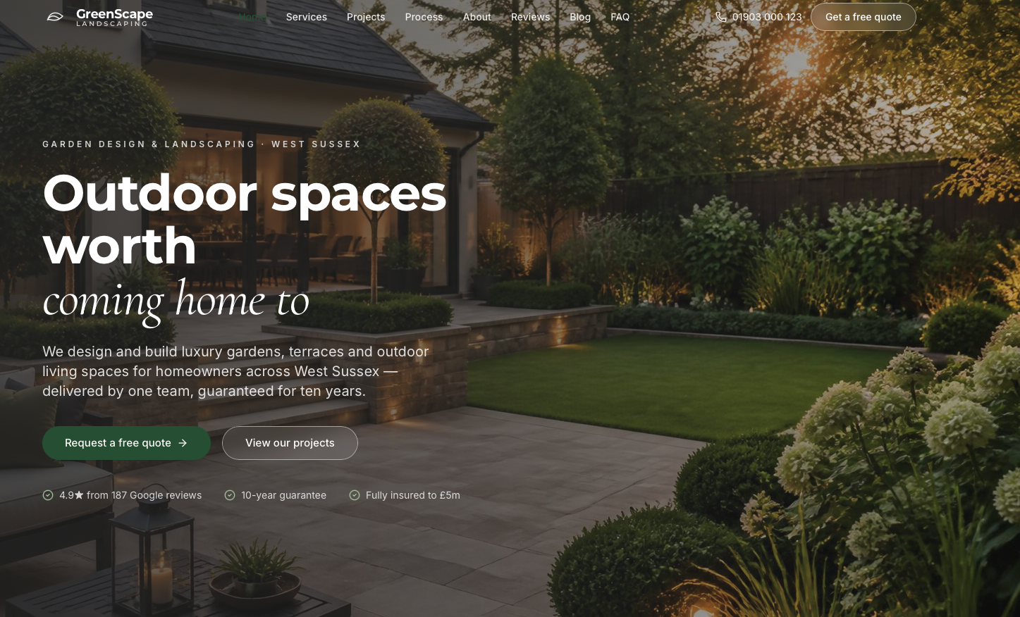 Landscaping & Garden Design concept website design